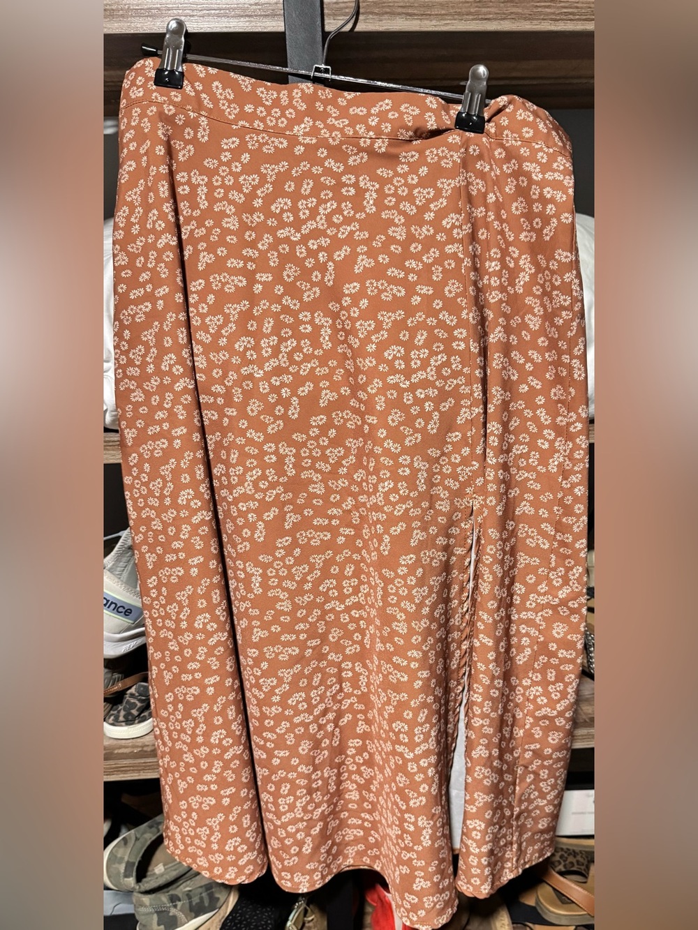 SHEIN Rust Floral A-Line Midi Skirt